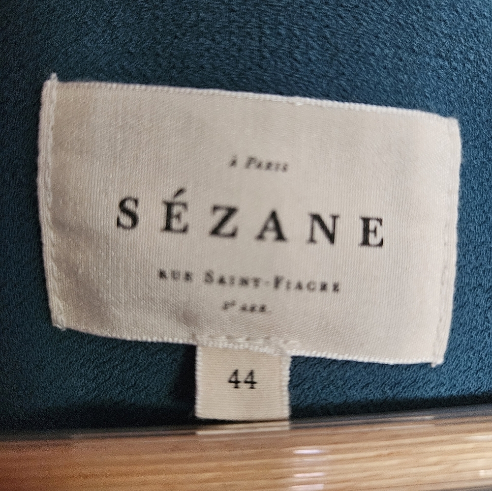 Sezane Abelia Draped Blouse Rich Green 44 12 - Picture 2 of 3